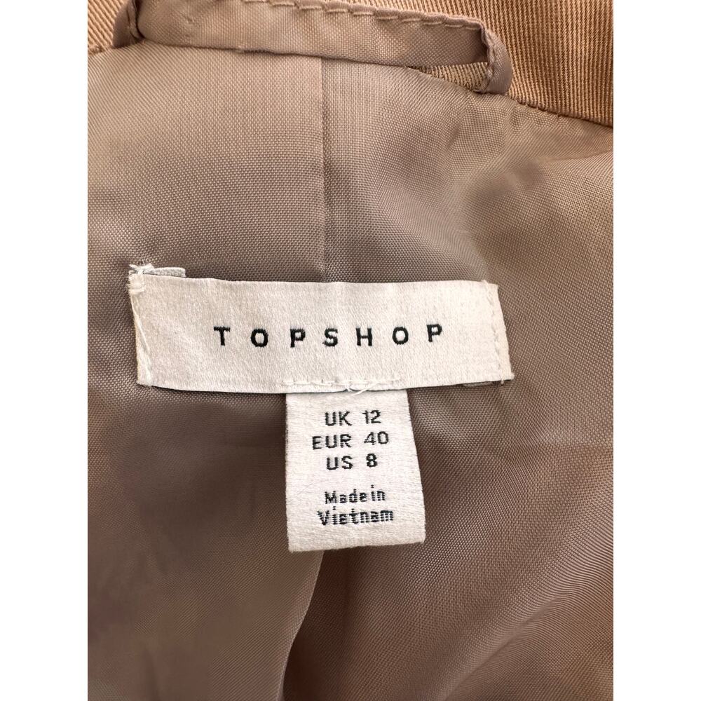 New TOPSHOP Nordstrom Women's Tan Three Button Belted Blazer Size 8 Perfect! - Picture 7 of 10